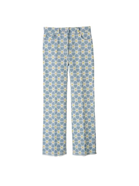 Longchamp Embroidered denim trousers Sky Blue - Denim