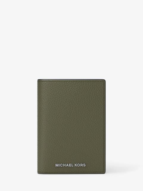 MICHAEL KORS Hudson Pebbled Leather Folio Card Case