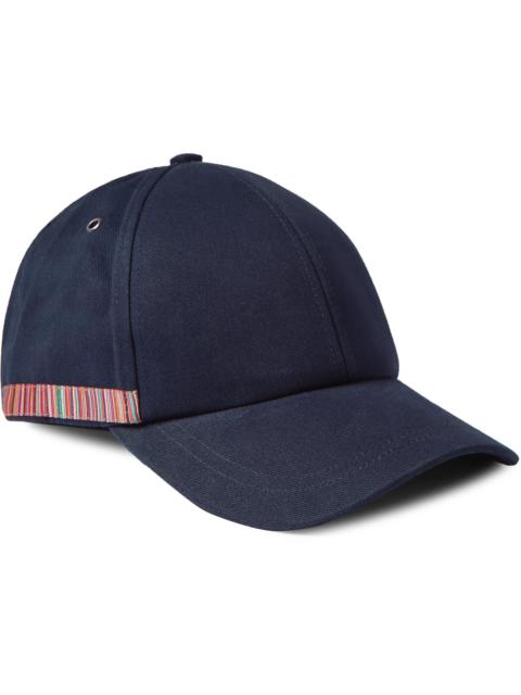 Paul Smith Leather-Trimmed Striped Organic Cotton-Twill Baseball Cap