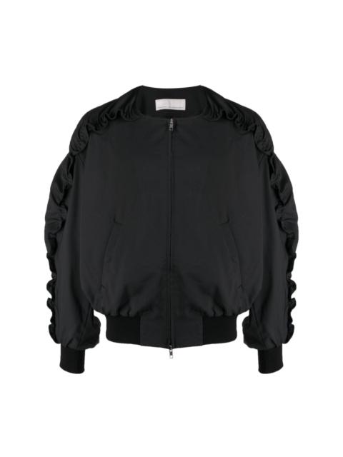 ruched zip-up bomber jacket