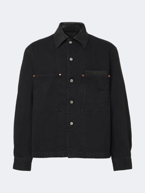 Lemaire Leather-trimmed denim overshirt
