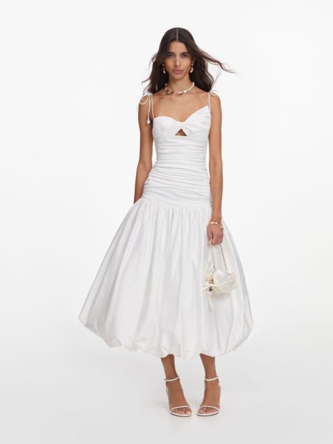 self-portrait White Cotton Gathered Midi Dress