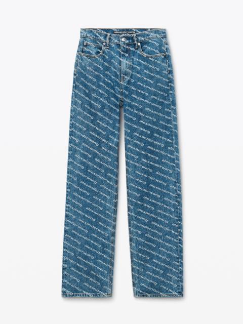 Alexander Wang EZ Mid Rise Jeans in Logo Crystal Hotfix