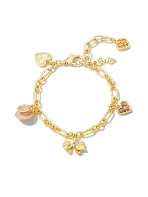 LoveShackFancy Kendra Scott x LoveShackFancy Gold Charm Bracelet in Pink Mix