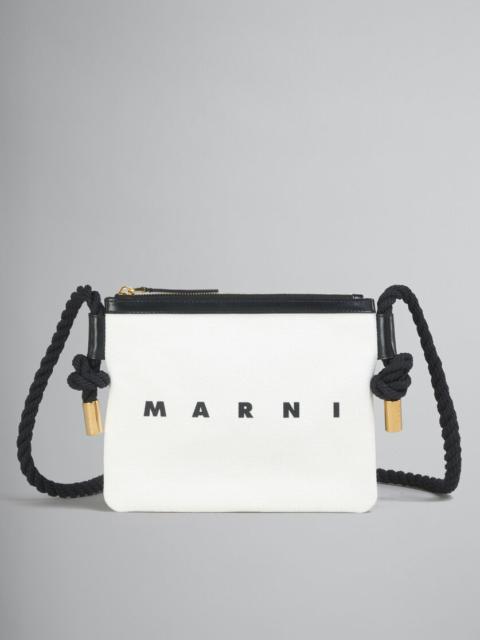 Marni WHITE AND BLACK CANVAS MARCEL POUCH