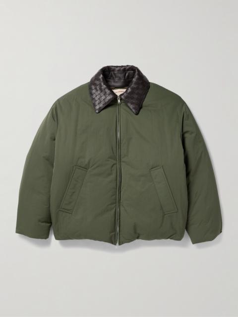 Bottega Veneta Intrecciato Leather-Trimmed Shell Down Jacket