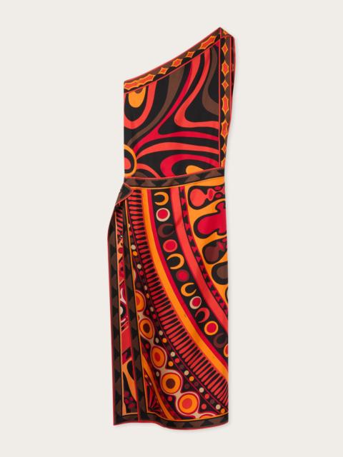 PUCCI MARMO AND SOLEIL PRINTS ASYMMETRICAL SILK DRESS