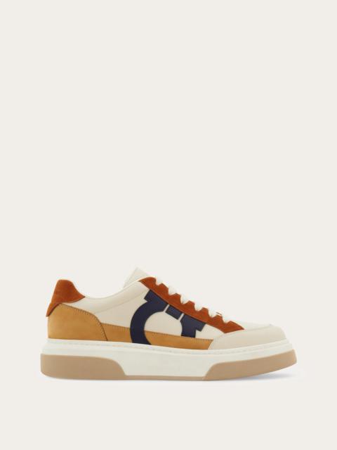 FERRAGAMO Low cut sneaker with Gancini outline