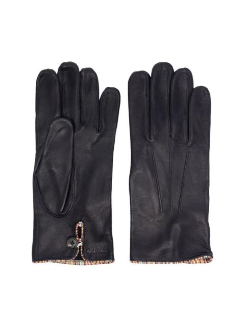 Paul Smith Signature Stripe-trimmed leather gloves