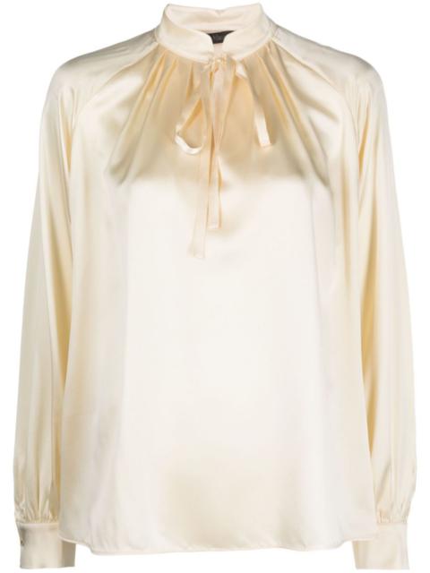 tie-fastening silk blouse
