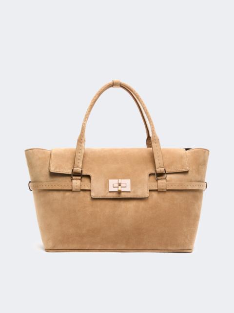 Max Mara MARGSOFTSUED Suede handbag - BEIGE