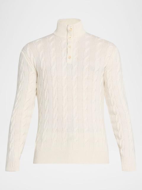 Ralph Lauren Men's Cable-Knit Cashmere Mockneck Sweater