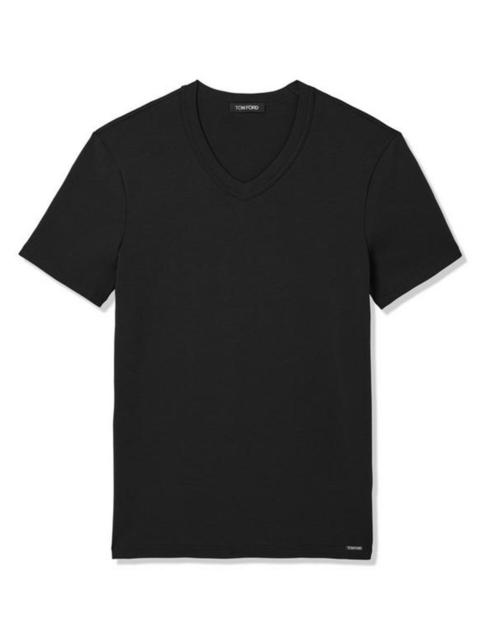 TOM FORD Men's Stretch-Cotton V-Neck T-Shirt - Black