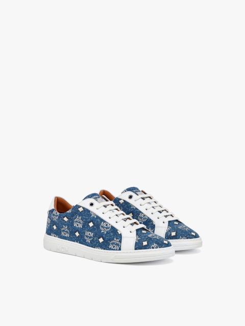 MCM Terrain Lo Sneakers in Denim Jacquard