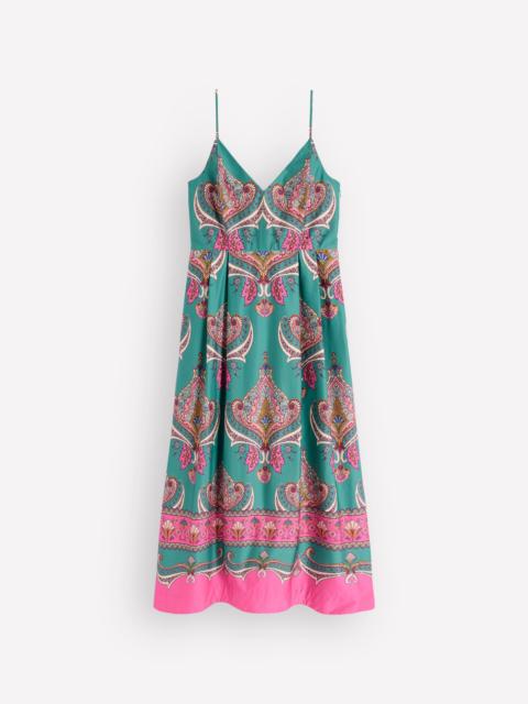 BODEN Empire Poplin Occasion Dress-Aurora Blue, Ornamental Charm