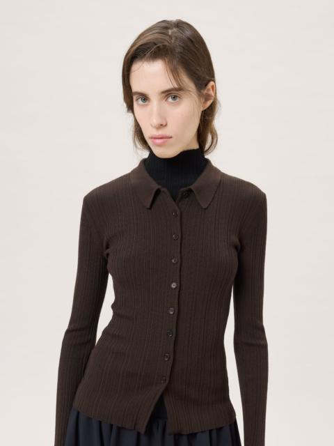 PANGAIA Womens Merino Wool Button Up Top - Obsidian Core