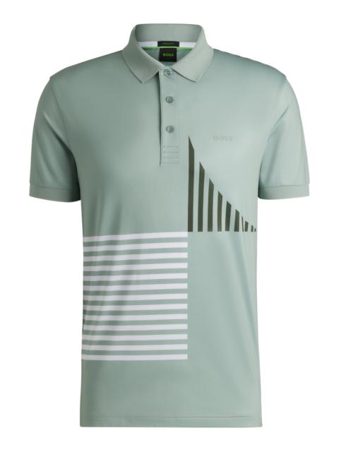 BOSS PADDY ACTIVE STRETCH-JERSEY POLO SHIRT WITH DIGITAL PRINT