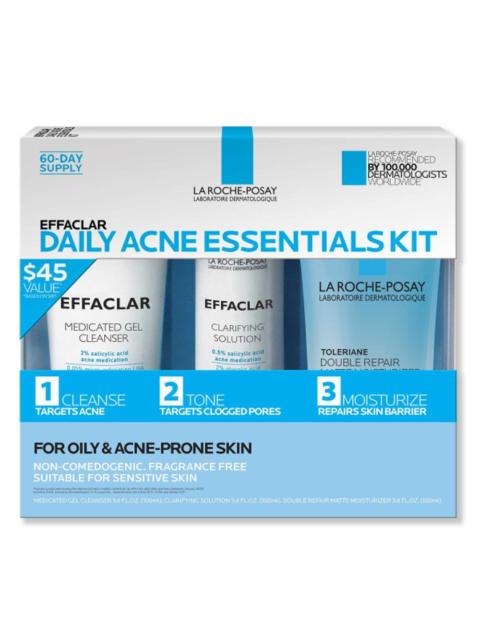 LA ROCHE-POSAY La Roche Posay Effaclar Daily Acne Kit : Cleanser 3.4 fl. oz.(100ml) + Toner 3.4 fl. oz.(100ml) + Mo