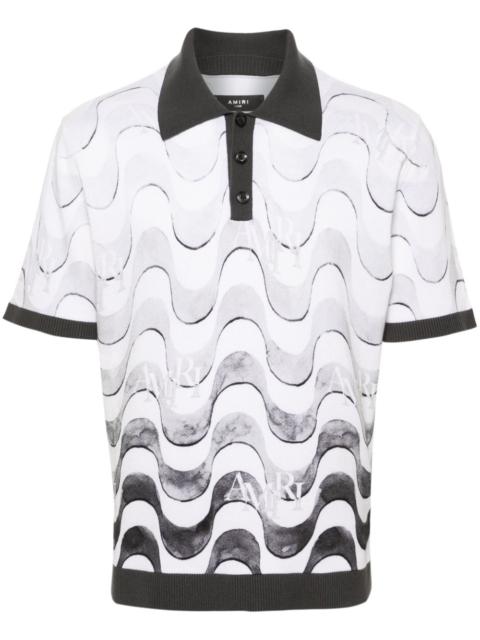 AMIRI Staggered wave-print polo shirt
