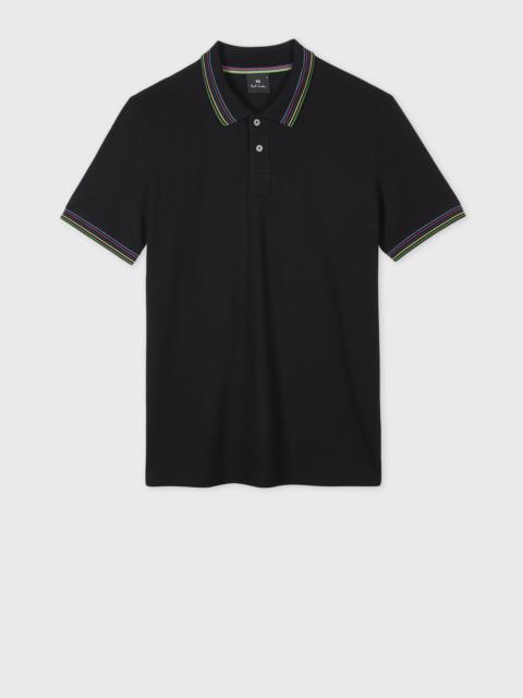 Paul Smith Black 'Sports Stripe' Tipping Polo Shirt