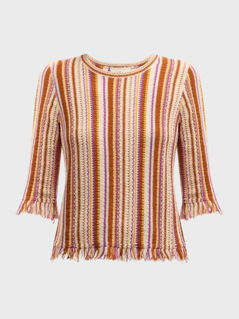 Amira Striped Fringe-Trim Sweater