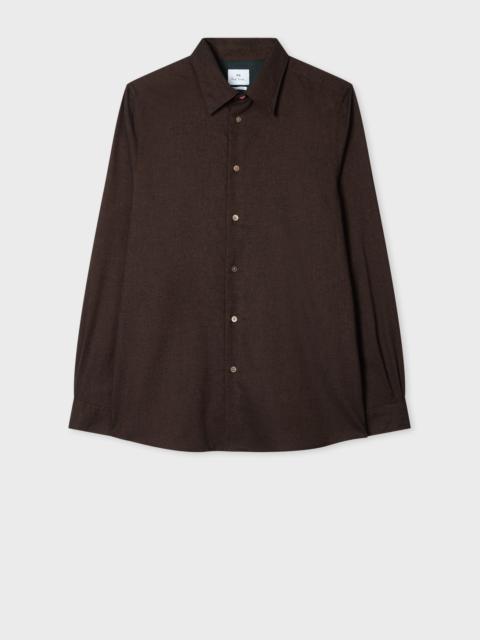 Paul Smith Brown Cotton and Wool-Blend Flannel Shirt