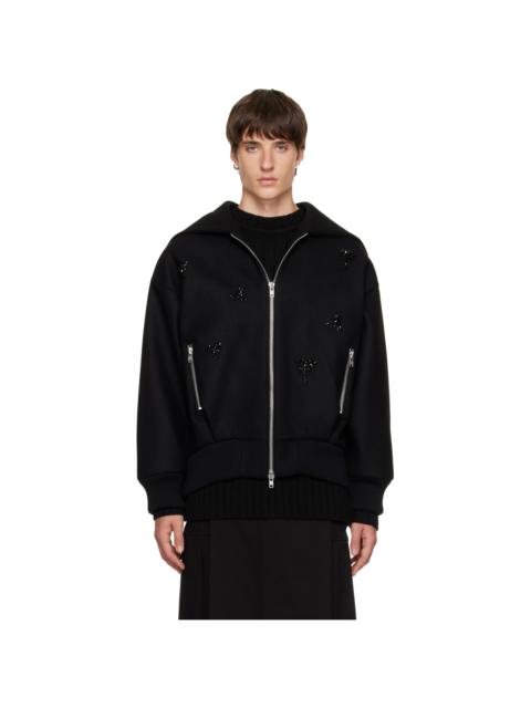 Simone Rocha Black Embellished Oversized Split Hood Jacket