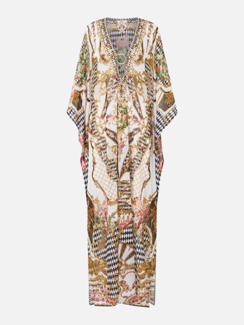 CAMILLA STRETCH MESH KAFTAN WITH TRIM