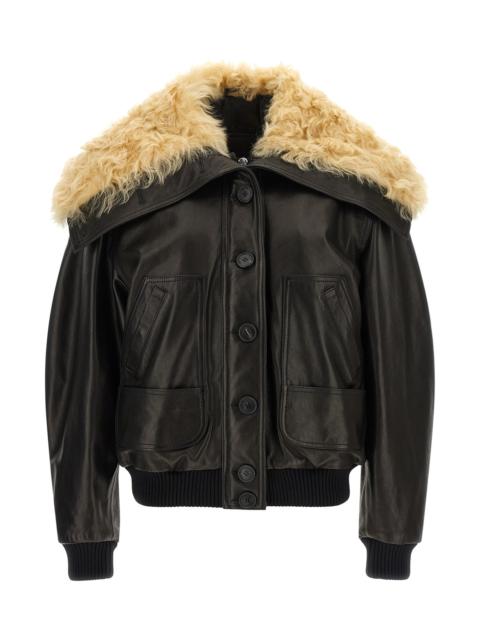 THE ATTICO Shearling Neck Bomber Jacket