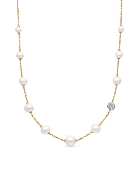 DAVID YURMAN Women's Pearl and Pavé Station Necklace in 18K Yellow Gold - Pearl