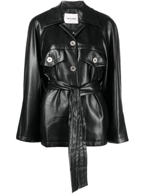LOW CLASSIC belted faux-leather coat