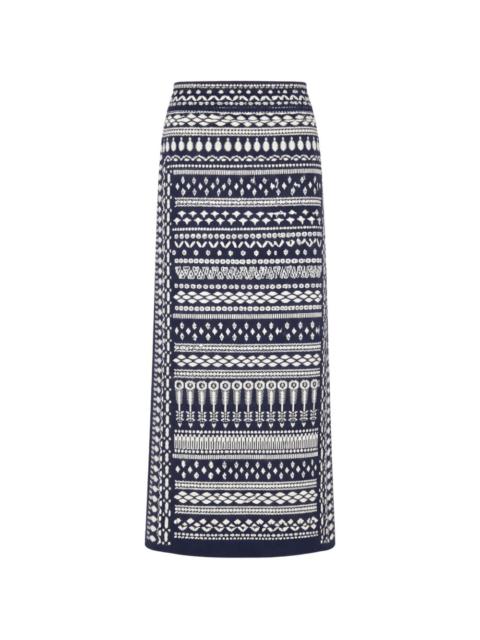 Temperley London Tlalli knit patterned midi skirt