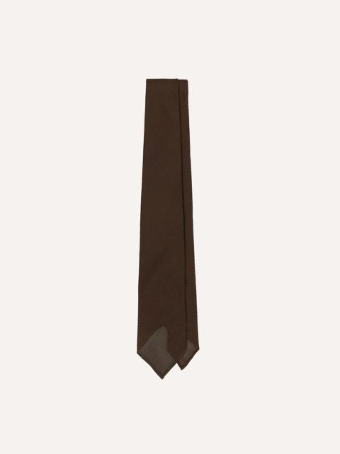 Drake's Brown Fine Woven Grenadine Silk Hand Rolled Tie