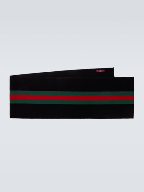 GUCCI Web Stripe wool and silk scarf