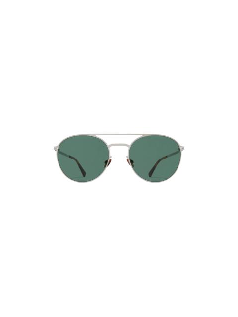 Mykita Jullian Sunglasses 'Shiny Silver/Dark Green Solid'