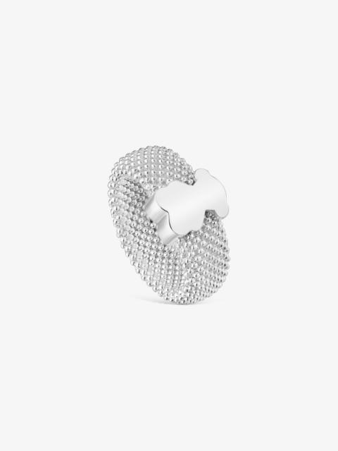 TOUS Silver Ring 10 mm bear motif Icon Mesh