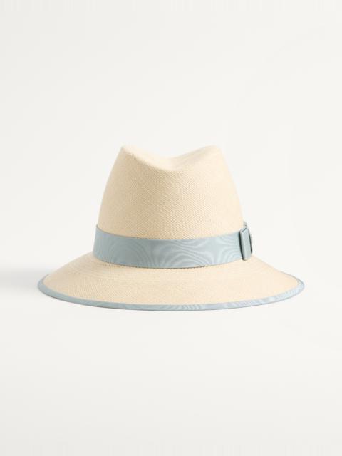 Valentino VLOGO SIGNATURE STRAW HAT WITH MOIRÉ RIBBON