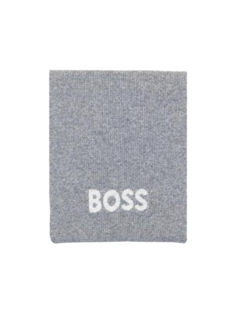 BOSS logo-intarsia ribbed scarf