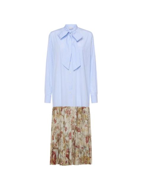 Pierre-Louis Mascia Cezhi stripped floral-print pleated midi shirt dress