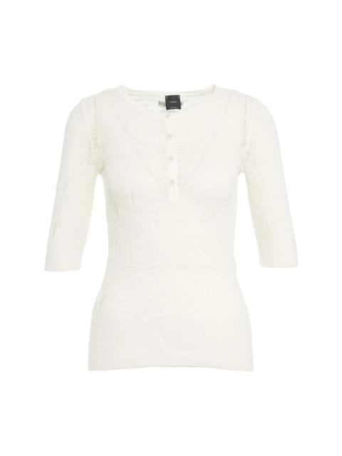 PINKO WHITE CREW NECK T-SHIRT WITH UNIQUE DETAILS