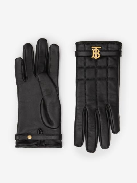 Burberry Silk-lined Monogram Motif Quilted Leather Gloves