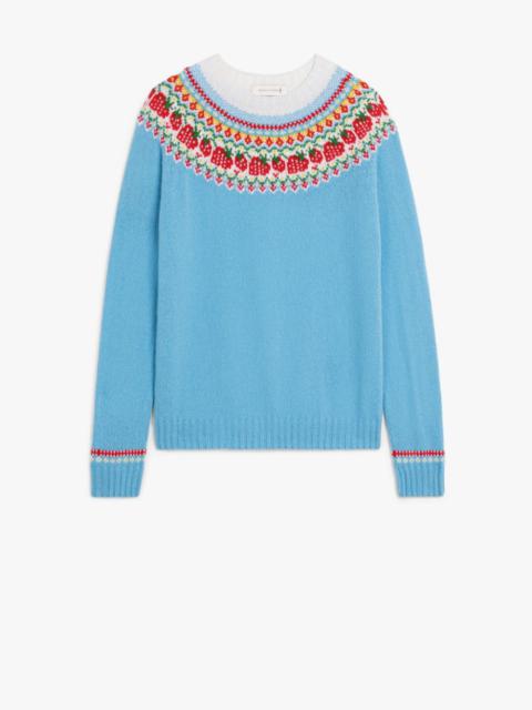 KELSI BLUE WOOL FAIR ISLE CREWNEK SWEATER