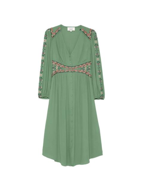 ba&sh Robe Tina embroidery buttoned midi dress