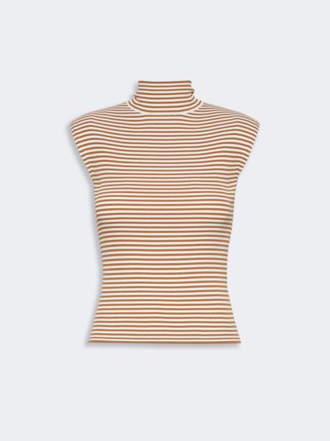 Max Mara PEPATO Sleeveless viscose crepe polo-neck sweater - CARAMEL