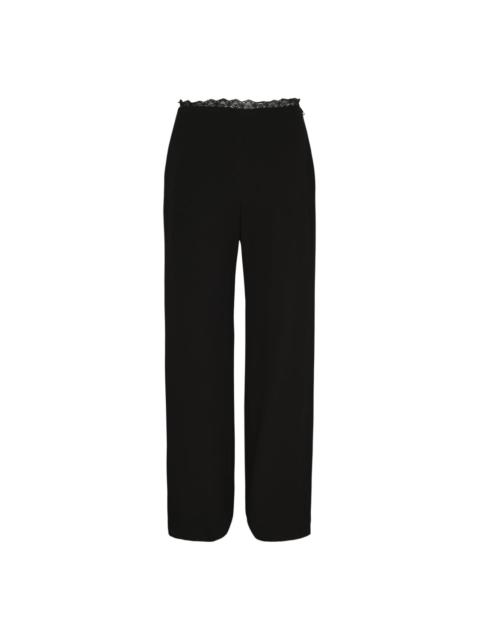 pushBUTTON Black Lace Trim Wide Pants