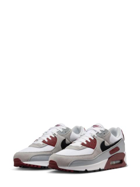 Air Max 90 Sneaker in White/Black/Dark Red