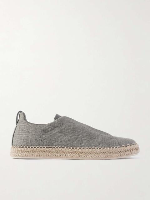 ZEGNA Triple Stitch™ Leather-Trimmed Canvas Slip-On Sneakers