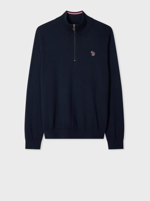 Paul Smith Paul Smith For Manchester United - Dark Navy Quarter-Zip Zebra Logo Sweater