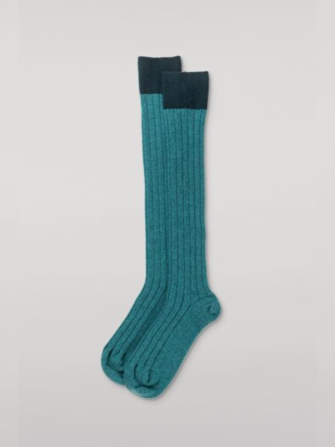 Johnstons of Elgin Ainsley Women's Long Green Cashmere Socks