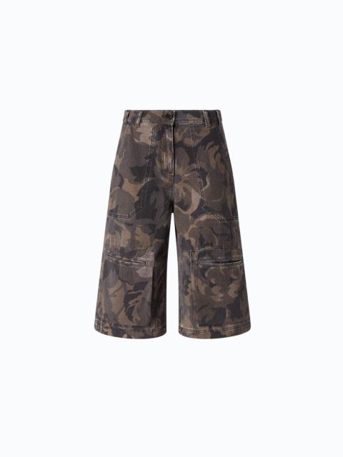 PINKO COTTON BERMUDA SHORTS WITH FLORAL CAMOUFLAGE MOTIF